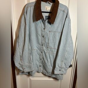 Universal Thread Blue Striped Shirt with Brown Collar - Size 3X NWT